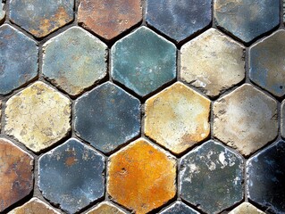A charming tiled floor featuring a playful cat relaxing in a sunbeam with stylish design