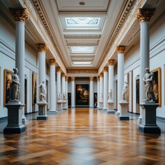 Fototapeta premium Grand Art Museum with Monumental Architecture --profile kwdsy9w --v 6.1 Job ID: 301e06d8-1196-4b7c-9f7f-faa6a9f8dd1f