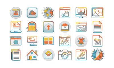 Website icon set vector art design