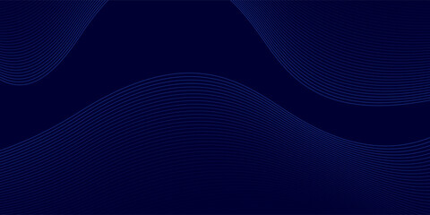 Abstract glowing wave lines on dark blue background. Dynamic wave pattern. Modern flowing wavy lines. Futuristic technology concept. Suit for banner, poster,