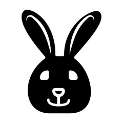 Black side silhouette of a rabbit isolated on white background. Vector illustration. EPS10