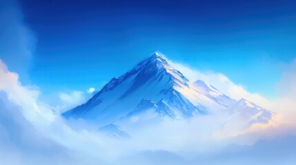 Serene Mountain Peak Cloudscape Blue Sky Peaceful Vista