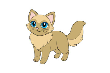 Cute cat vector art in illustration on a white background