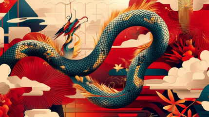 chinese dragon on the wall