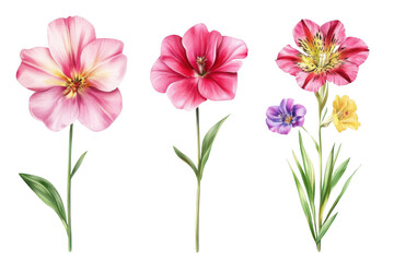 Fototapeta premium Pink and Red Flowers Bloom Beautifully on Elegant Stems with Botany Theme