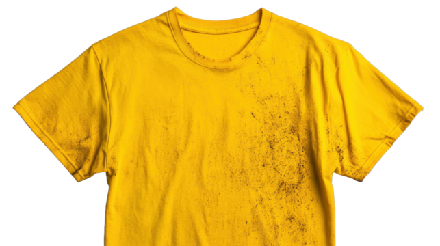 Bright yellow t-shirt, casual wear with short sleeves, perfect for summer outings or lounging at home, copy-space included Isolated on white background or PNG