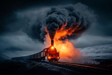 A factory spewing thick black smoke into the air, with acid rain clouds forming above it and the landscape around it showing signs of decay