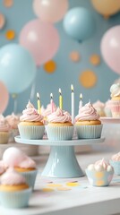 Festive Cupcakes on Birthday Table
