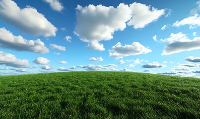 Fototapeta premium A landscape of grass and blue sky, watercolor painting