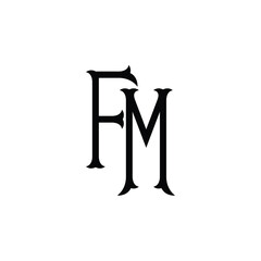 FM monogram logo design letter text name symbol monochrome logotype alphabet character simple logo