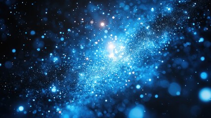 Obraz premium Abstract cosmic nebula, swirling blue particles, galactic expanse, deep space