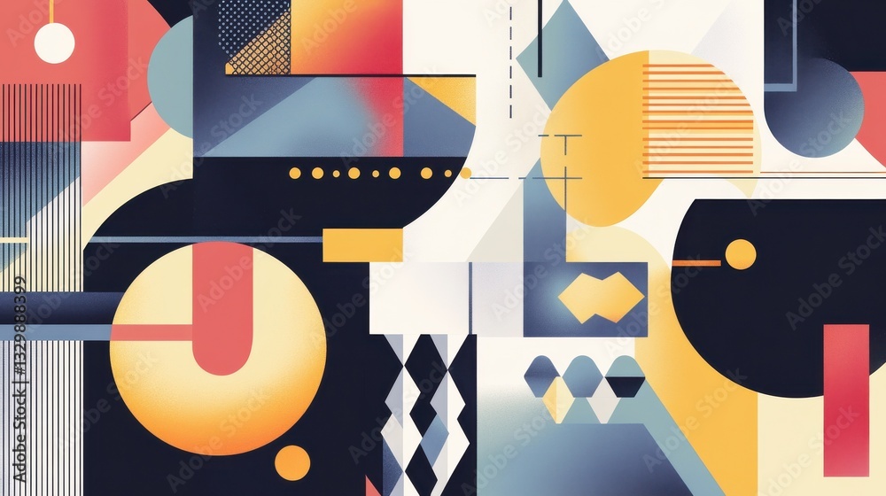 Poster an abstract flat vector design featuring an array of geometric shapes