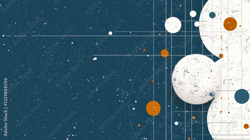 Aufkleber Blue background with white and orange circles scattered throughout. The blue background is the main focus of the image, while the white and orange circles add a pop of color and contrast