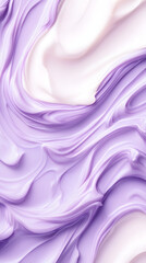 Fototapeta premium Paint and cream smear on a white background, light violet and white liquid for cosmetic and paint background