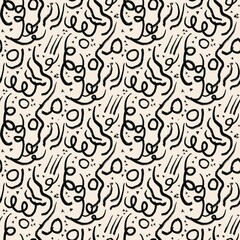 black and white seamless pattern with abstract elements