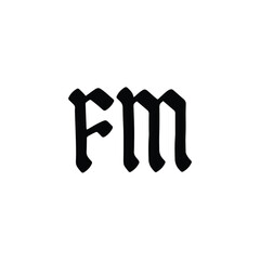 FM monogram logo design letter text name symbol monochrome logotype alphabet character simple logo