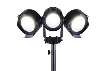 Three Spotlights Shine Brightly on a Stand, Lighting Equipment