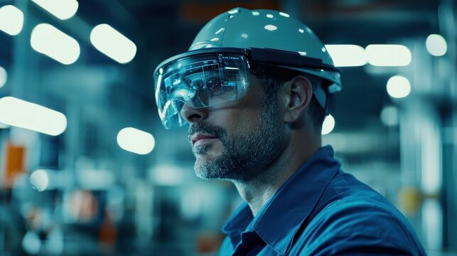 Engineer testing augmented reality glasses.