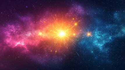 Naklejka premium A stunning nebula surrounded by twinkling stars as a cosmic background in the infinite universe of space exploration