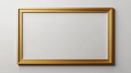 Gold Rectangular Frame on White Background