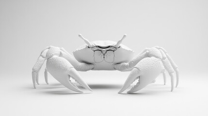 Fototapeta premium White Crab on White Background 3D Render