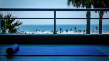 Fototapeta premium Ocean View Yoga Mat Tranquil Exercise Space