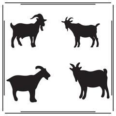 Goat silhouette, Goat illustration ,Goat clipart, Goat vector , Goat icon , black Goat ,Goat illustration on white background, Goat vector illustration ,