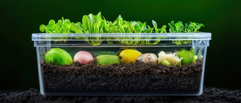 Growing Greens: Urban Gardening in a Transparent Container - Powered by Adobe