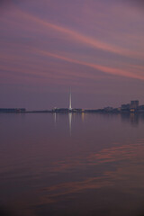 Fototapeta premium 08.03.2025, Baku, Azerbaijan, sunset on the embankment