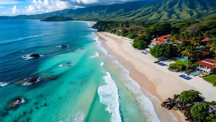 Fototapeta premium Aerial view of stunning samara beach paradise