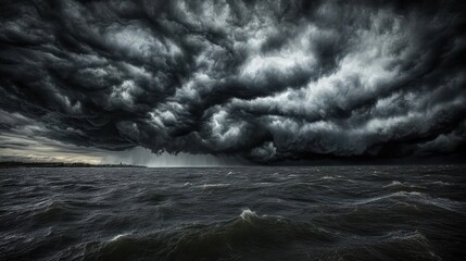 Menacing Storm Clouds over a Dark Sea