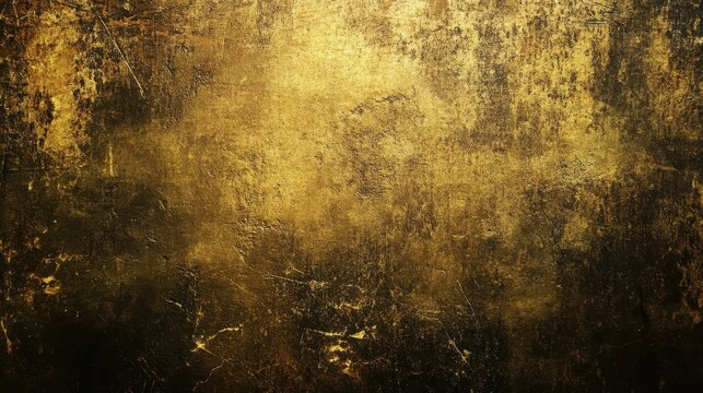 Gritty grunge gold texture background with vignette and aged appearance