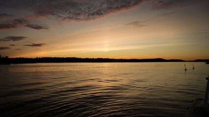 Obraz premium purple sunset on Norwegian fjord