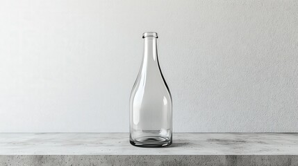 Empty Glass Bottle Mockup on Concrete Surface