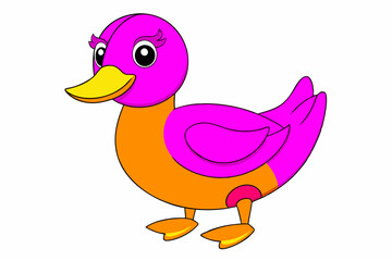 A cute duck vector art in illustration on a white background 