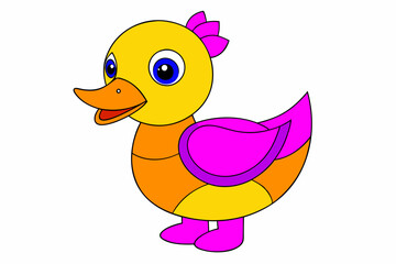 A cute duck vector art in illustration on a white background 
