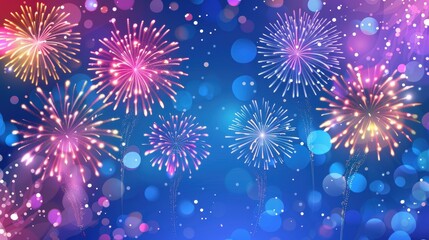 Colorful fireworks display in the sky