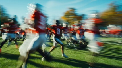 Fototapeta premium Blurred motion effect of players running sports field gigapixel photography outdoor arena dynamic perspective