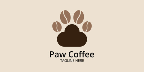 coffee shop and cafe logo design. logo with a combination of paw and coffee beans