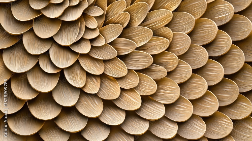 Poster Close up of a leafy plant with a brown and tan color scheme. The leaves are arranged in a spiral pattern, creating a sense of movement and depth. Scene is serene and calming