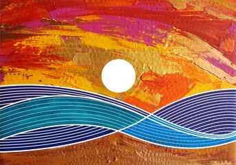Abstract art painting. Acrylic illustration. Contemporary art.