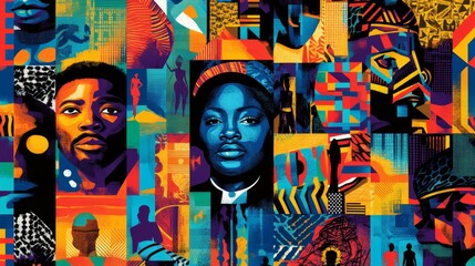 Obraz premium Celebrate black history month community center graphic design vibrant environment artistic viewpoint cultural awareness