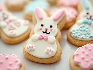 Cute Easter Bunny Cookies with Decorative Icing