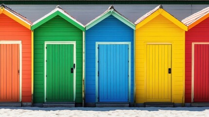 Vibrant Colorful Beach Huts