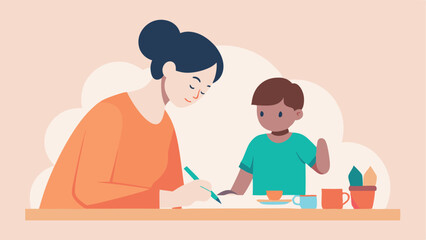 Happy Mother's Day! Watercolor Painting Fun: A Mom and Child Create Joyful Art Together, Celebrating the Bond of Motherhood and the Creativity of Family Time. A heartwarming scene 