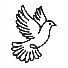Dove in flight, a symbol of peace and freedom  Silhouette
