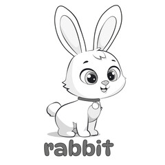 Obraz premium Cute outline vector illustration of a rabbit, based on an AI-generated reference and fully redrawn from scratch in vector format. Perfect for coloring pages, childrens projects, greeting cards, and ed