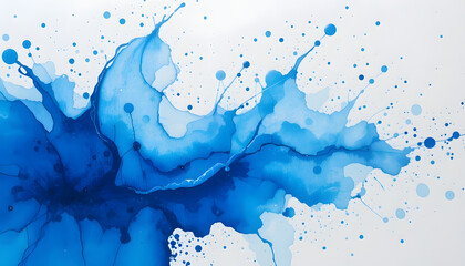 Obraz premium Abstract Blue Ink Splashes Dynamic Art Fluid Design