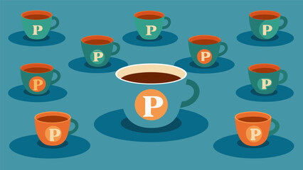 A single teacup delicately handpainted and p in front of each participant.. Vector illustration
