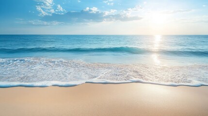 Fototapeta premium Peaceful Ocean Beach Scene at Sunset